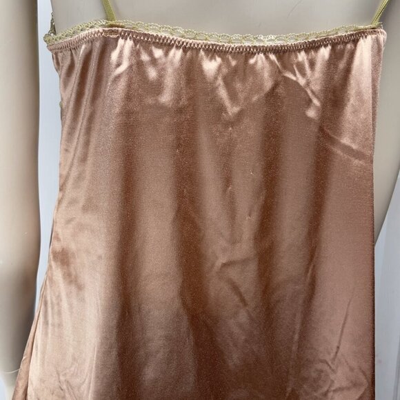 Satin Dusty Pink Babydoll Cami whit Butter Yellow Sheer Lace Night Lingerie sz S - Picture 5 of 5